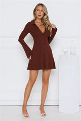 Autumn Luxe Long Sleeve Knit Dress Brown